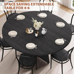 43''–59'' Extendable Dining Table, Round Kitchen Dining Room Dinner Table - Image 5