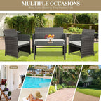 JAMFLY 4 Piece Outdoor Patio Furniture Set, Outdoor Wicker Rattan Chairs - Image 6