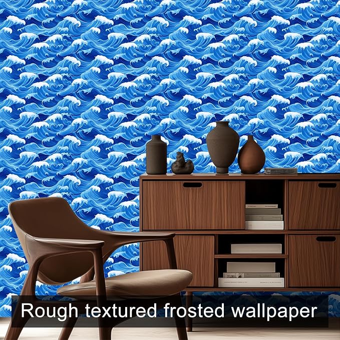HOMETITUTE Ocean Blue Wave Pattern Wallpaper Peel and Stick Self Adhesive Vinyl - Image 8