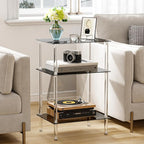 Tempered Glass Side Tables Set of 2 Acrylic End Table - Image 6