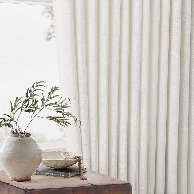 Natural Extra Wide 60 Inch Width Pinch Pleated 90 Inch Curtains | Thick Linen - Image 5