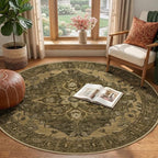 RELEANY Washable Area Rug, Round 4ft, Water Repellent, Pet Friendly, Vintage - Image 2
