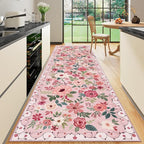 DUKINO 3x10 Runner Rug, Floral Washable Kitchen Runner Rug Non Slip, Low Pile by DUKINO