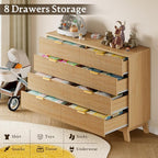 BORNOON 53" Tall Dresser for Bedroom, 8-Drawer Fluted Chest of Drawers - Image 6
