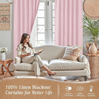 Pink Linen 100% Blackout Window Curtains 45 Inch - Image 2