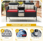 Devoko Outdoor Patio Loveseat Modern Rattan 2-Seat Patio Conversation Set - Image 4