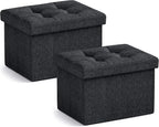 Ornavo Home Small Storage Ottoman, Foldable Collapsible Rectangle Linen Ottoman by OrnavoHome