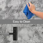 Super Soft Fluffy Living Room Area Rug 2x5 ft Tie-Dyed Light Grey Shaggy Furry - Image 7