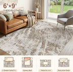 DMOYEST 6x9 Washable Area Rug: Abstract Modern Non-Slip Carpet, Soft Low Pile - Image 2