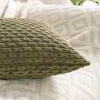 Set of 4 Olive Green Decorative Throw Pillow Covers 12x20 Inch Corduroy Pillow - Image 7