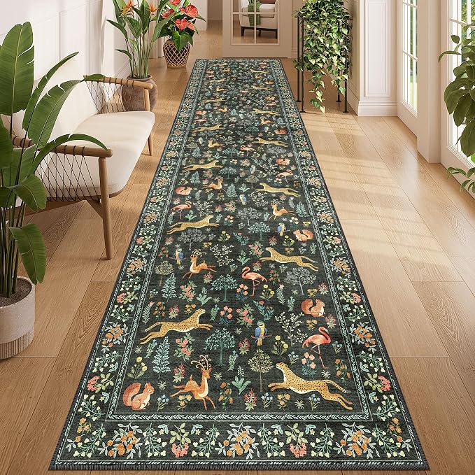 DUKINO 3x12 Runner Rug for Hallway, Washable Animal Rug for Kitchen, Low Pile by DUKINO