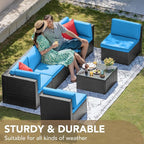 Devoko 7 Pieces Outdoor Sectional Sofa Patio Furniture Sets Manual Weaving - Image 5