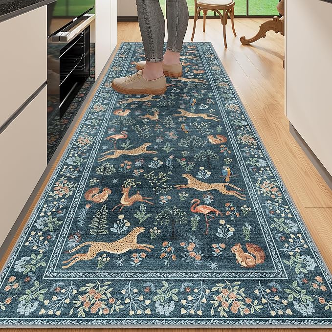 DUKINO 2.6x8 Rug for Hallway, Washable Kitchen Runner Rug Non Slip, Stain by DUKINO