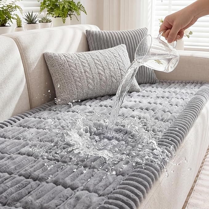 Fixwal Waterproof Flannel Dog Couch Cover, 27.6" x 94.5", Light Gray | by Fixwal