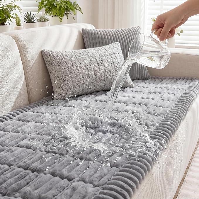 Fixwal Waterproof Flannel Dog Couch Cover, 27.6" x 88", Light Gray | Integrated by Fixwal