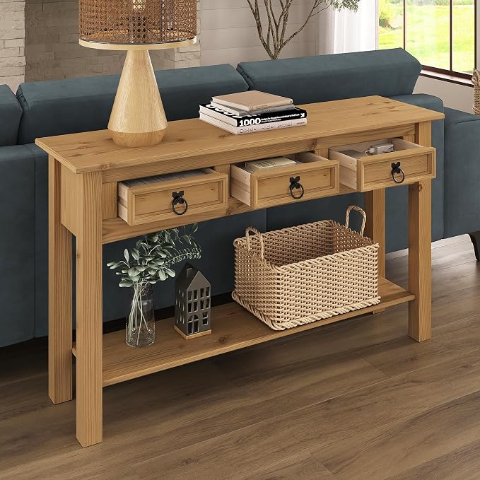 Furniture Dash Solid Wood Hall Table Console 47.9" W, 12.6" D, 28.8" H by FurnitureDash