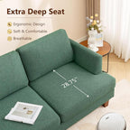 Busaurus Green 3 Seater Mid Century Modern Sofa, Comfy Furniture - Image 5