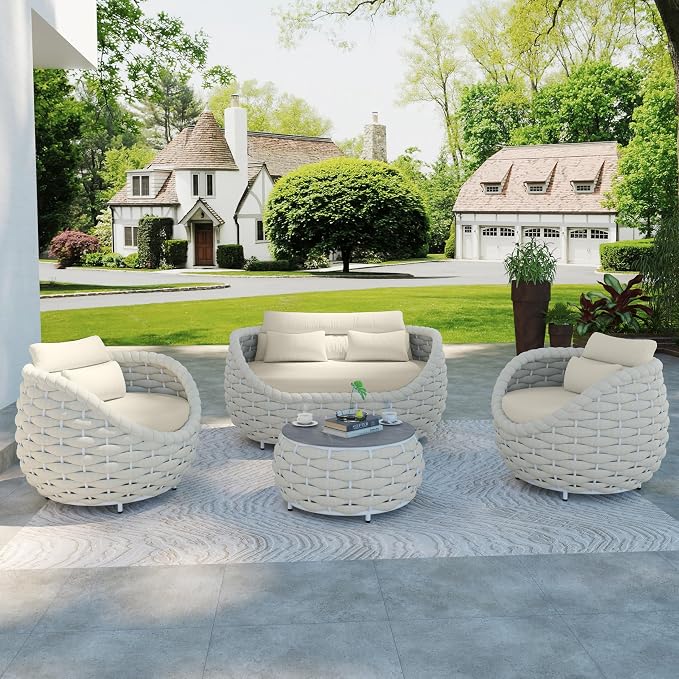 TWT 5-Piece Aluminum Patio Furniture Set, Olefin Rope Modern Outdoor - Image 5