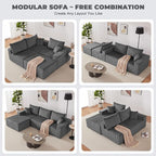 Weture 107" Modular Sectional Sofa, L-Shaped Boneless Couch - Image 3