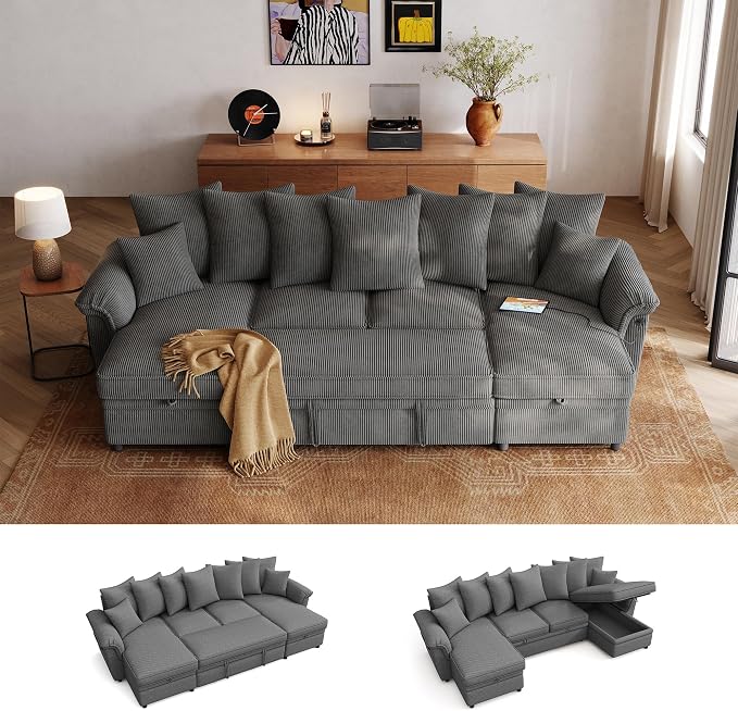 LINSY HOME Oversized Sectional Sleeper Sofa by LINSYHOME