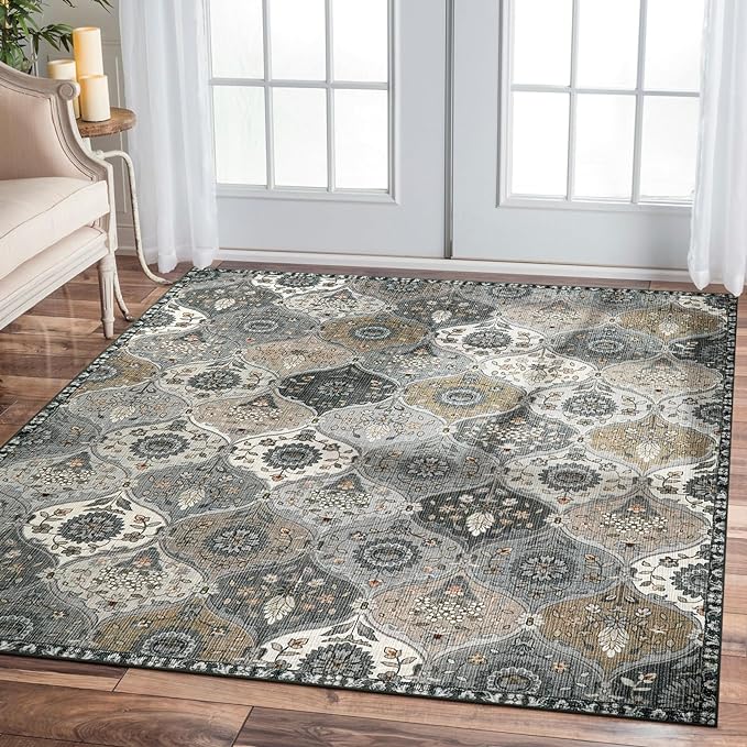 Lahome Moroccan Washable Area Rug 6x9, Large Living Room Rugs by Lahome