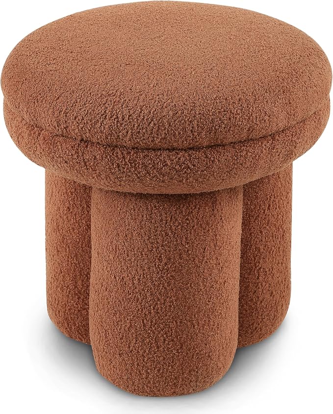 Furniture of America Rami Modern 17-inch Mushroom-Shape Upholstered Ottoman - Image 4
