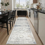 Soalmost Runner Rug 2x8 Washable Hallway Kitchen Runners Blue/Ivory | Non-Slip - Image 3