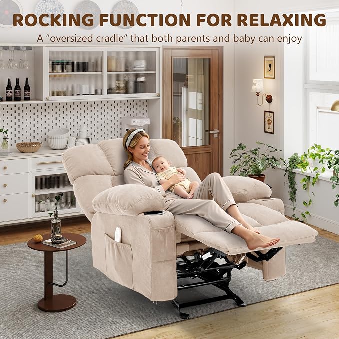 Massage Rocking Recliner Chair, Ergonomic Recliners Sofa - Image 8