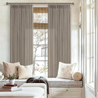 Burlywood Semi Sheer Burlap Pinch Pleated Curtains 72 Inches Long 2 Panels | - Image 6
