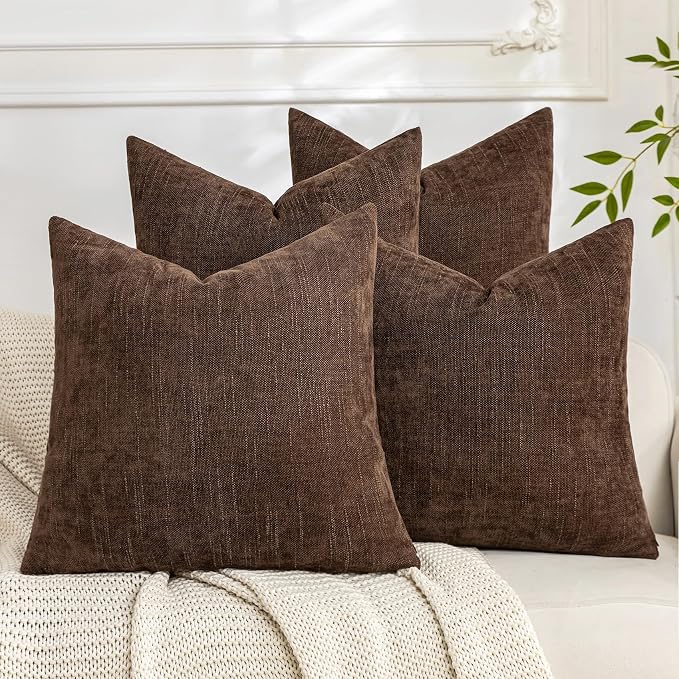 Set of 4 Soft Textured Decorative Throw Pillow Covers 26x26 Inch Cozy Farmhouse by Cozoomy