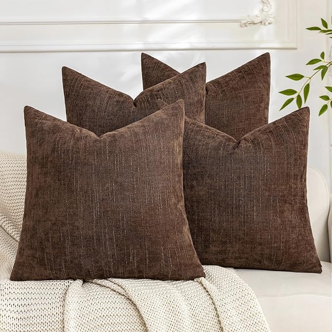 Set of 4 Soft Textured Decorative Throw Pillow Covers 18x18 Inch Cozy Farmhouse by Cozoomy