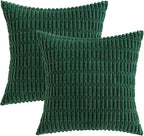 MIULEE Corduroy Decorative Throw Pillow Covers 18x18 Dark Green Pack of 2 | - Image 6