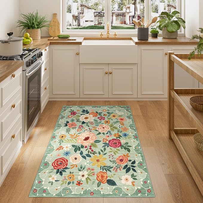 DUKINO 3x4 Area Rug, Floral Washable Rug - Image 3