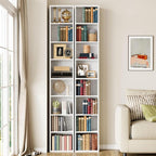 IRONCK Tall Narrow Bookshelf 8 Tiers 71in Set of 2, Compact Corner Bookcase - Image 2