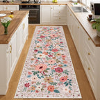 DUKINO 2x10 Runner Rug, Floral Washable Kitchen Runner Rug Non Slip, Low Pile - Image 4