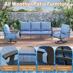 HOMREST Patio Furniture Sets 4 PCS Outdoor Metal Conversation Sets, 360 Degree - Image 5