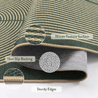 Lahome Rainbow Easy Jute Dark Green Rug, 5x7 Mid Century Modern Rug | Rugs - Image 4