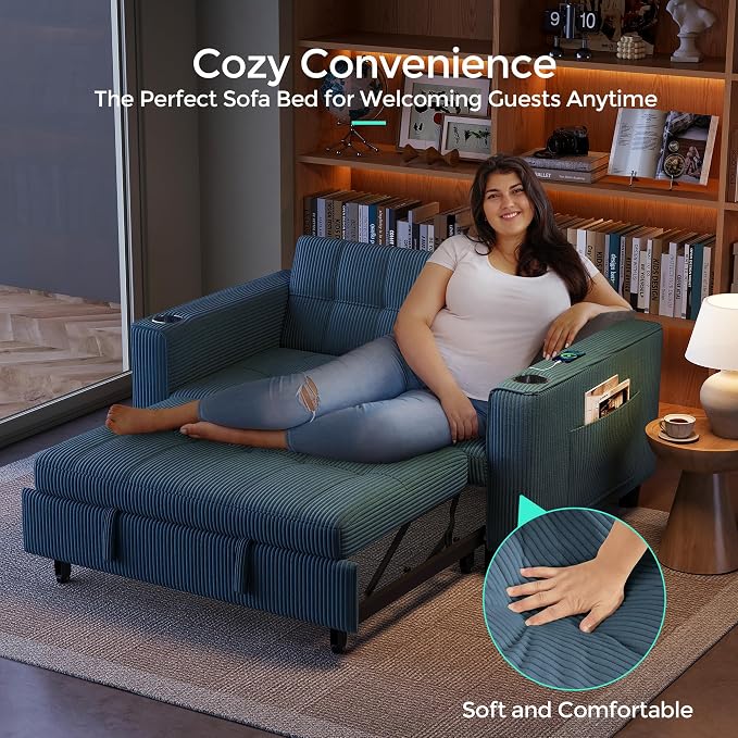LINSY Sleeper Sofa Bed, Small 3 in 1 Convertible Loveseat Sleeper Couch - Image 7