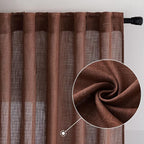 MIULEE Chocolate Brown Linen Curtains 52x90 Inch - Image 2