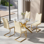 5-Piece Dining Table Set for 4, Modern Rectangular Glass Table by KATBOCFurniture