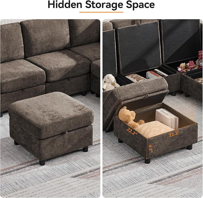 104'' V Shaped Modular Sofa, Sectional Couch - Image 7