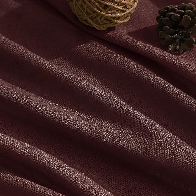 Reddish Brown Linen Curtains 84 Inch Length 2 Panels Set - Image 5