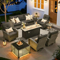 ovios 9 Pieces Patio Furniture Set, Outdoor Wicker Sofa Couch by OVIOS
