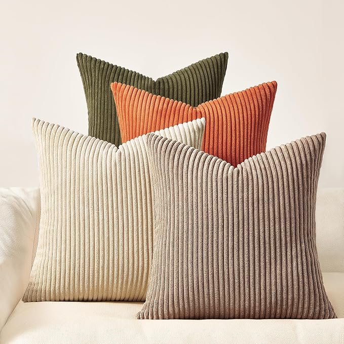 Topfinel Rust and Olive Green Velvet Throw Pillow Covers 24x24 Sofa Pillow by Topfinel