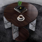 GDFStudio Round Nesting Coffee Table Set of 2, Modern Wooden Accent Side Table - Image 4