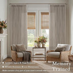 92 Inch Taupe Linen Pinch Pleated Light Filtering Curtains 50x92 2 Panels | - Image 2