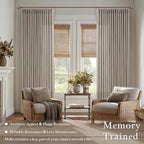 Taupe Pinch Pleated Thick Linen Memory Shaped Semi Sheer Curtains W50xL98 | 98 - Image 5