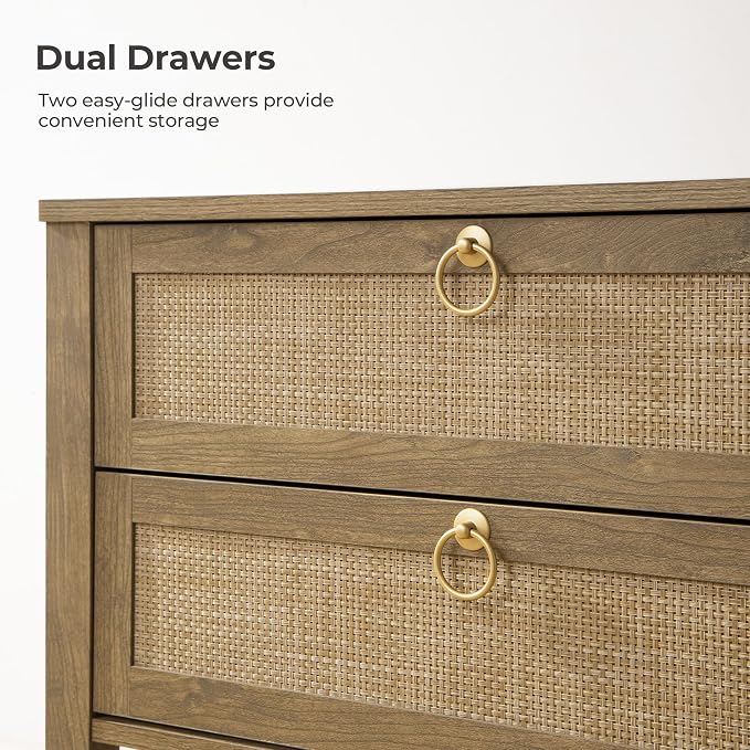 SICOTAS Night Stand with Drawers and Storage Shelf - Image 4