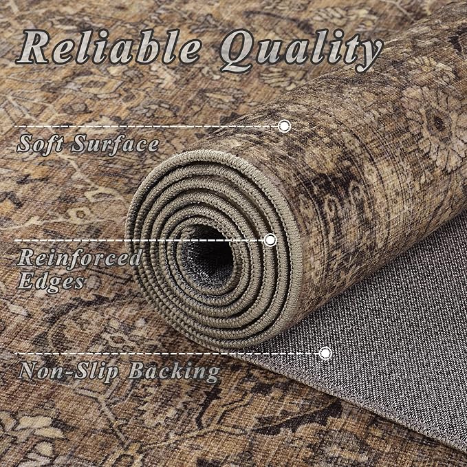 Schweek Brown 5x7 Area Rugs Washable Non Slip Rug - Image 5