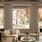 84 Inch Latte Linen Pleated Semi Sheer Vintage Curtains - Image 8